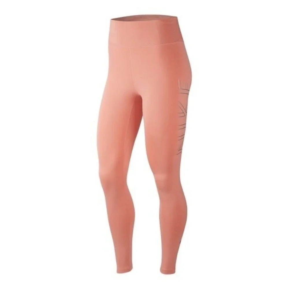 Nike Dri-FIT Womens High Waisted Graphic Leggings Coral Pink 44559-671487 S
